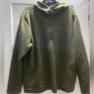 Olive Green Quilted Zip-Up Sweater